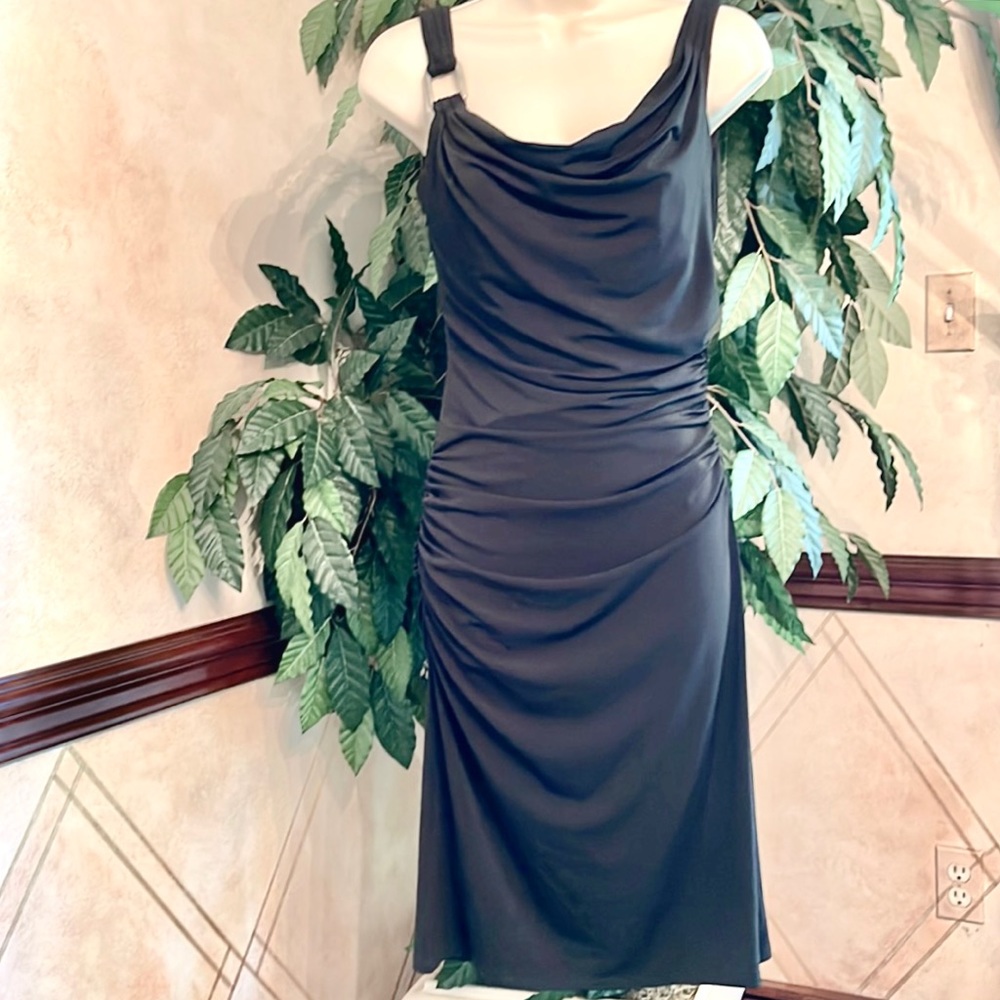 WHBM BLACK DRAPED TANK DRESS
